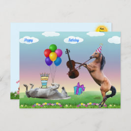 Tarjeta de cumpleaños de caballo tocando el violín