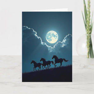 Tarjeta de cumpleaños de caballos bajo la luz de l