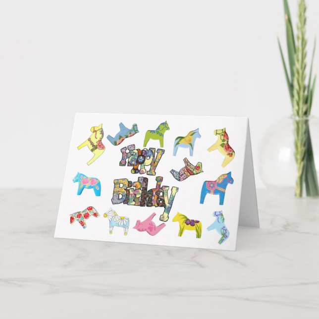 Tarjeta de cumpleaños de caballos de flores (Anverso)