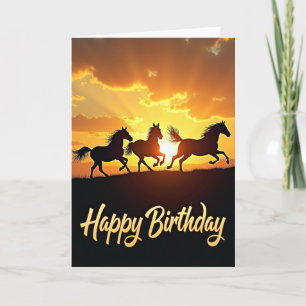 Tarjeta de cumpleaños de caballos salvajes