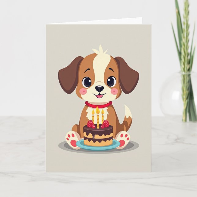 Tarjeta de cumpleaños de cachorro adorable (Anverso)