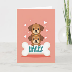 Tarjeta de cumpleaños de cachorro apilado