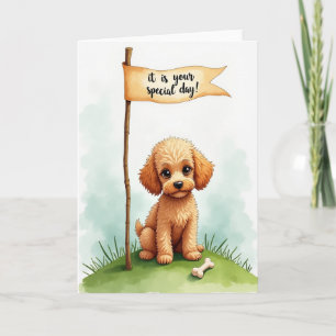 Tarjeta de cumpleaños de cachorro con arte dulce