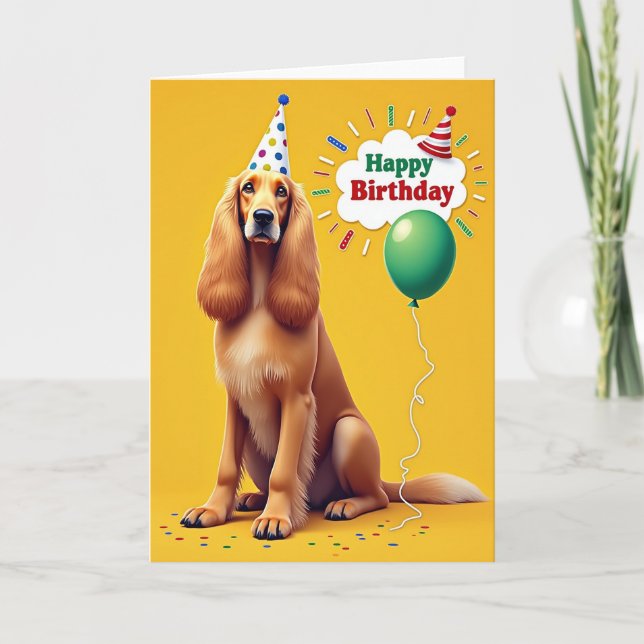Tarjeta de cumpleaños de cachorro con lunares (Anverso)
