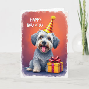 Tarjeta de cumpleaños de cachorro con sombrero a r