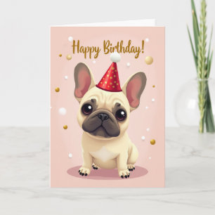 Tarjeta de cumpleaños de cachorro con sombrero de
