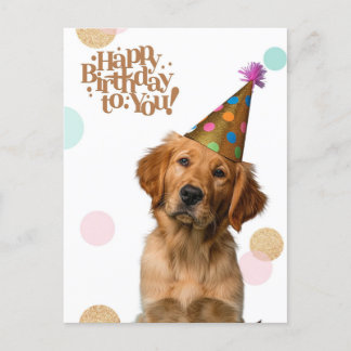 Tarjeta de cumpleaños de cachorro con sombrero de 