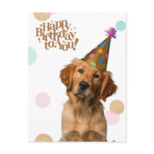 Tarjeta de cumpleaños de cachorro con sombrero de 