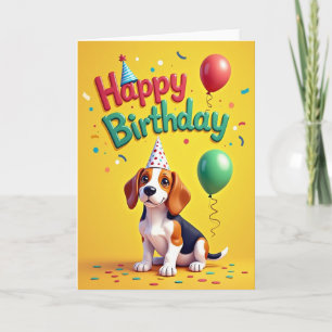 Tarjeta de cumpleaños de cachorro de dibujos anima