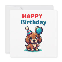 Tarjeta de cumpleaños de cachorro de dibujos anima