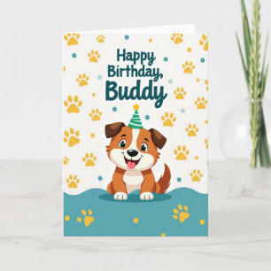 Tarjeta de cumpleaños de cachorro de dibujos anima