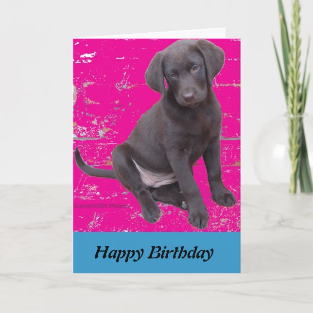 tarjeta de cumpleaños de cachorro de laboratorio d (Anverso)