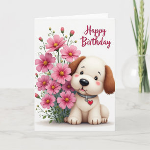 Tarjeta de cumpleaños de cachorro de peluche alegr