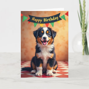 Tarjeta de cumpleaños de cachorro de tres colores