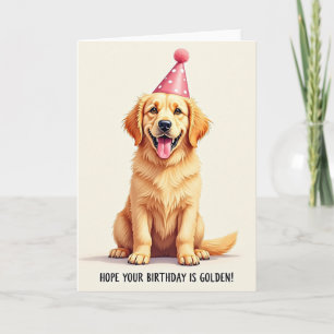 Tarjeta de cumpleaños de cachorro dorado