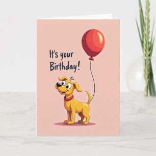 Tarjeta de cumpleaños de cachorro dorado alegre