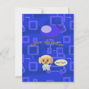 Tarjeta de cumpleaños de cachorro en nave espacial