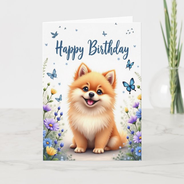 Tarjeta de cumpleaños de cachorro feliz (Anverso)