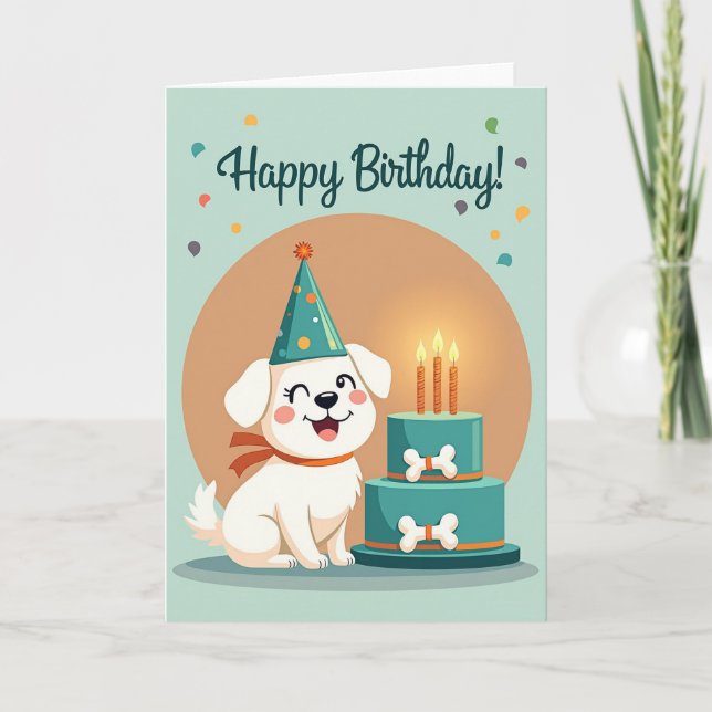 Tarjeta de cumpleaños de cachorro guiñando (Anverso)