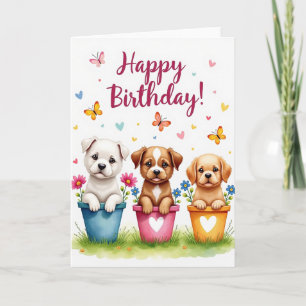 Tarjeta de cumpleaños de cachorro lindo