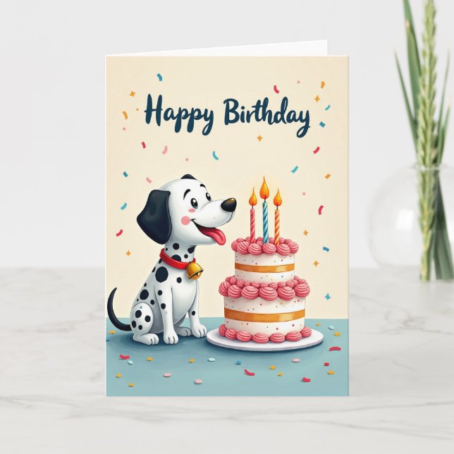Tarjeta de cumpleaños de cachorro manchado (Anverso)