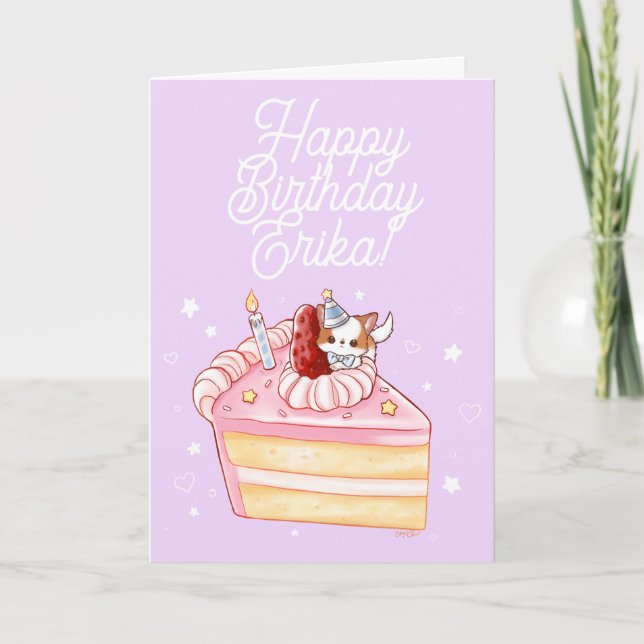 Tarjeta de cumpleaños de cachorro Pomchi lindo (Anverso)