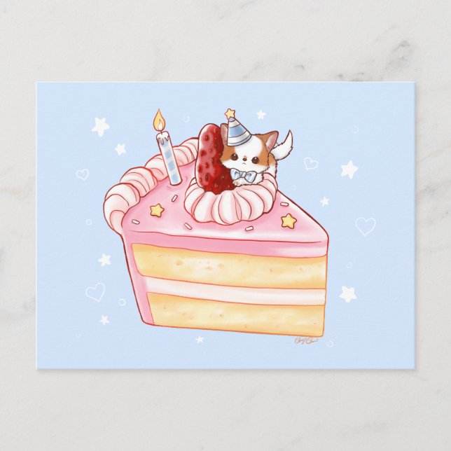 Tarjeta de cumpleaños de cachorro Pomchi lindo (Anverso)