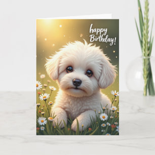 Tarjeta de cumpleaños de cachorro soleado