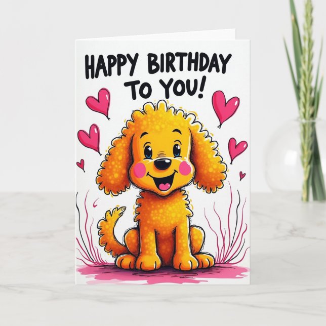 Tarjeta de cumpleaños de cachorro sonriente (Anverso)
