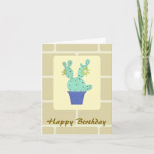 Tarjeta de cumpleaños de Cactus de Papel y Ladrill