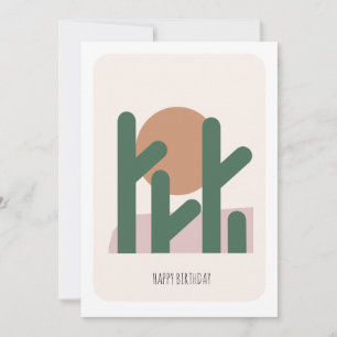 Tarjeta de cumpleaños de cactus verde alto del des