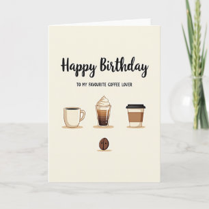 Tarjeta de cumpleaños de café caliente