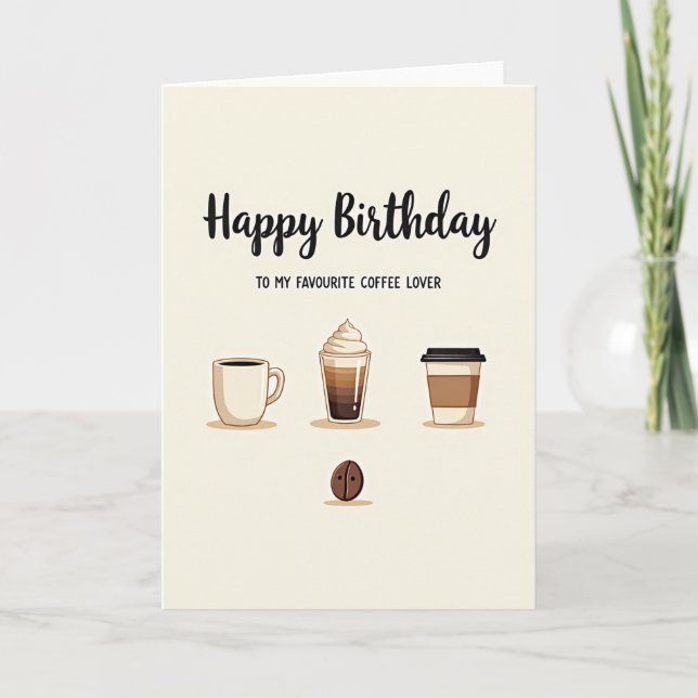 Tarjeta de cumpleaños de café caliente (Anverso)