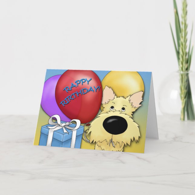 Tarjeta de cumpleaños de Cairn Terrier (Anverso)