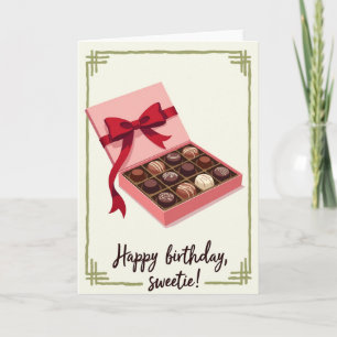 Tarjeta de cumpleaños de caja rosa