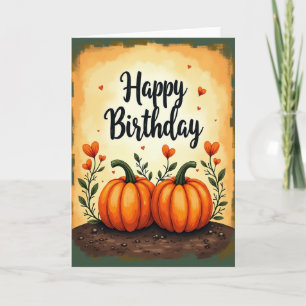 Tarjeta de cumpleaños de calabaza dulce de otoño
