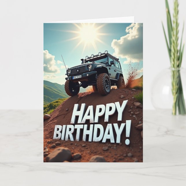 Tarjeta de cumpleaños de camión de aventuras (Anverso)