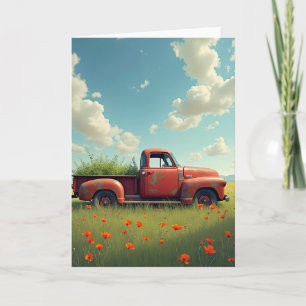 Tarjeta de cumpleaños de camión oxidado