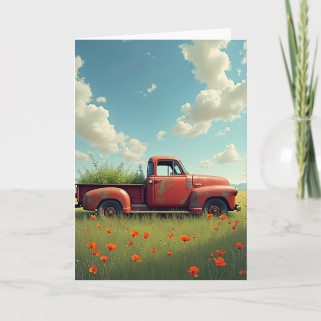 Tarjeta de cumpleaños de camión oxidado (Anverso)
