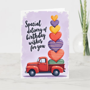 Tarjeta de cumpleaños de camión rojo Rubí