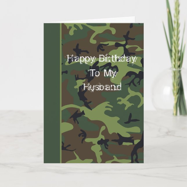 Tarjeta de cumpleaños de Camo para el marido (Anverso)
