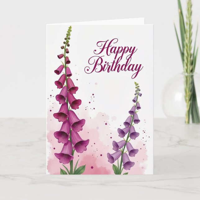 Tarjeta de cumpleaños de campana magenta (Anverso)