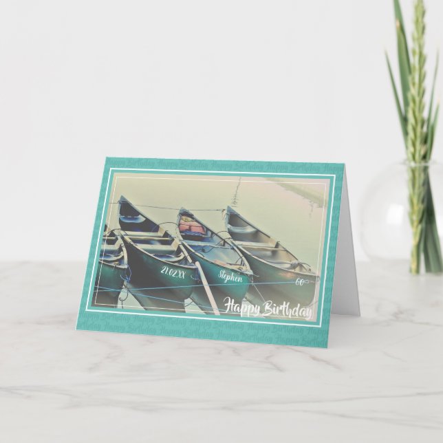 Tarjeta de cumpleaños de canoa personalizada de cu (Anverso)