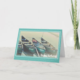 Tarjeta de cumpleaños de canoa personalizada para 