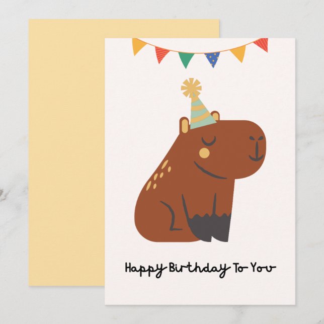 Tarjeta de cumpleaños de capibara linda Cumpleaños (Anverso / Reverso)
