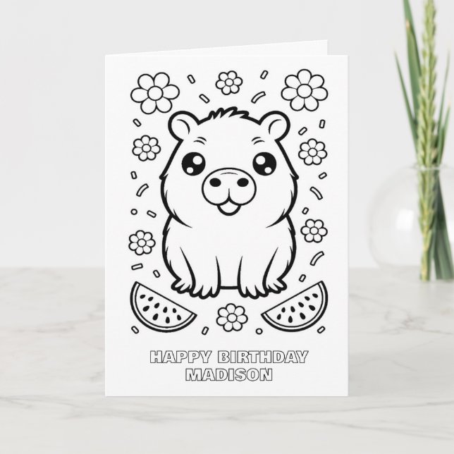 tarjeta de cumpleaños de capibara plegable para co (Anverso)