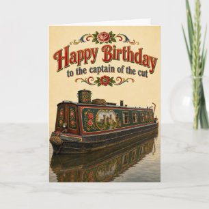 Tarjeta de cumpleaños de capitán de barcaza de can