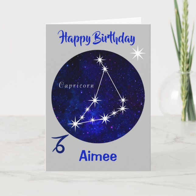 Tarjeta de cumpleaños de Capricorn Zodiac Horoscop (Anverso)