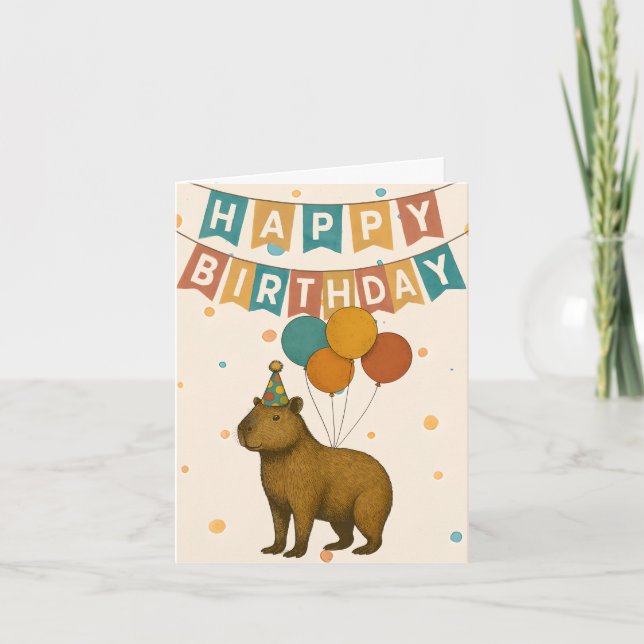 Tarjeta de cumpleaños de Capybara - Animal de Fies (Anverso)