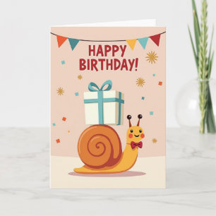 Tarjeta de cumpleaños de caracol alegre